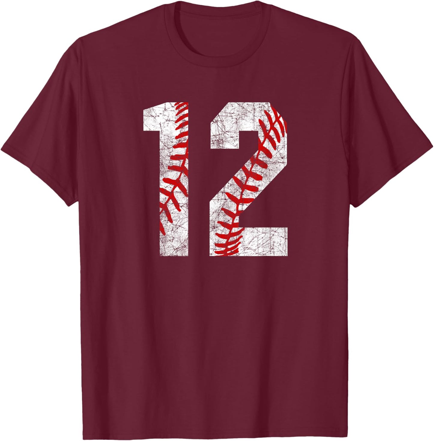 Vintage Baseball Mom #12 Jersey Baseball Favorite Player T-Shirt - T-Shirt | Maroon