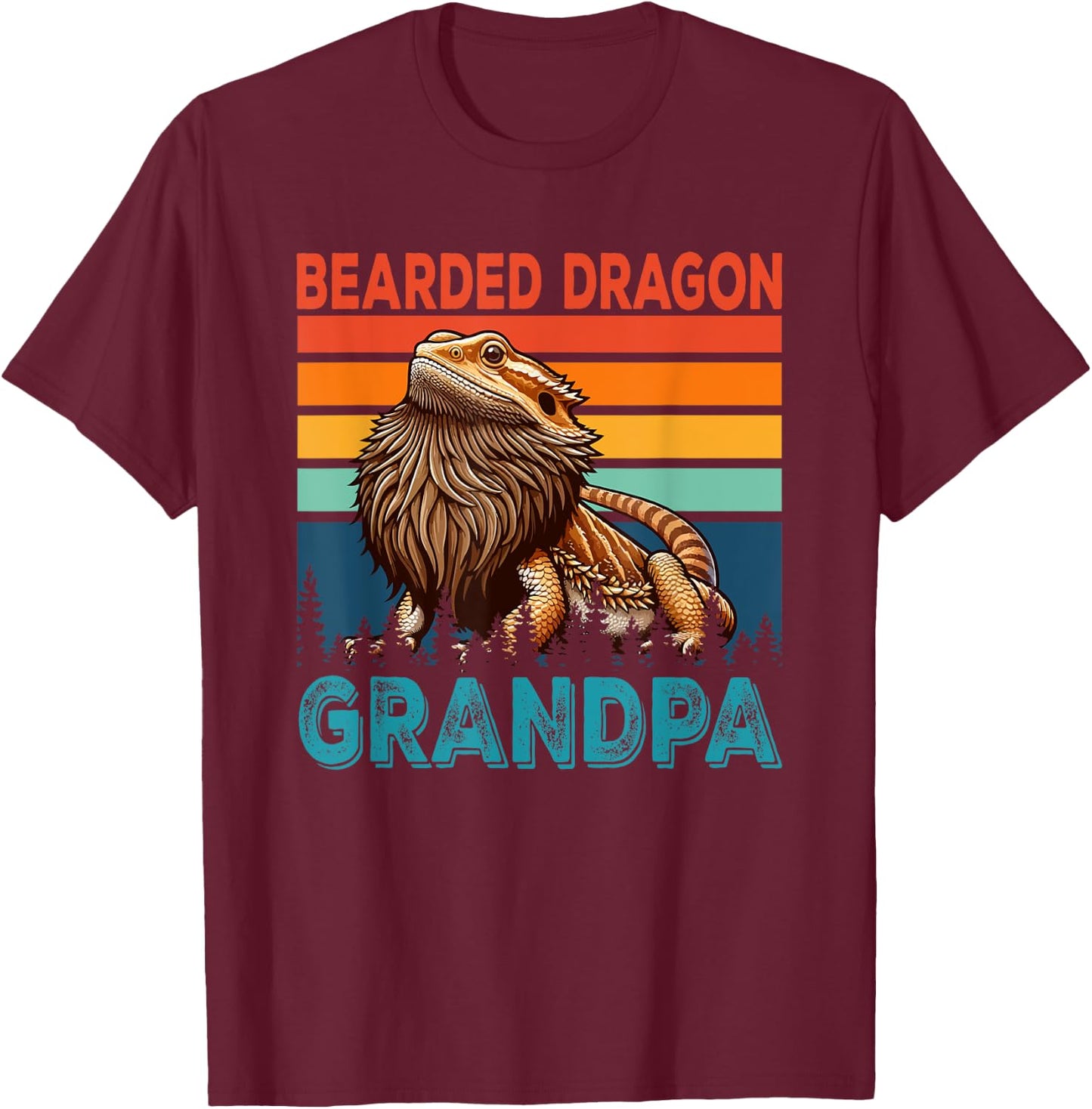 Vintage Retro Bearded Dragon Costume Grandpa Father's Day T-Shirt - T-Shirt | Maroon