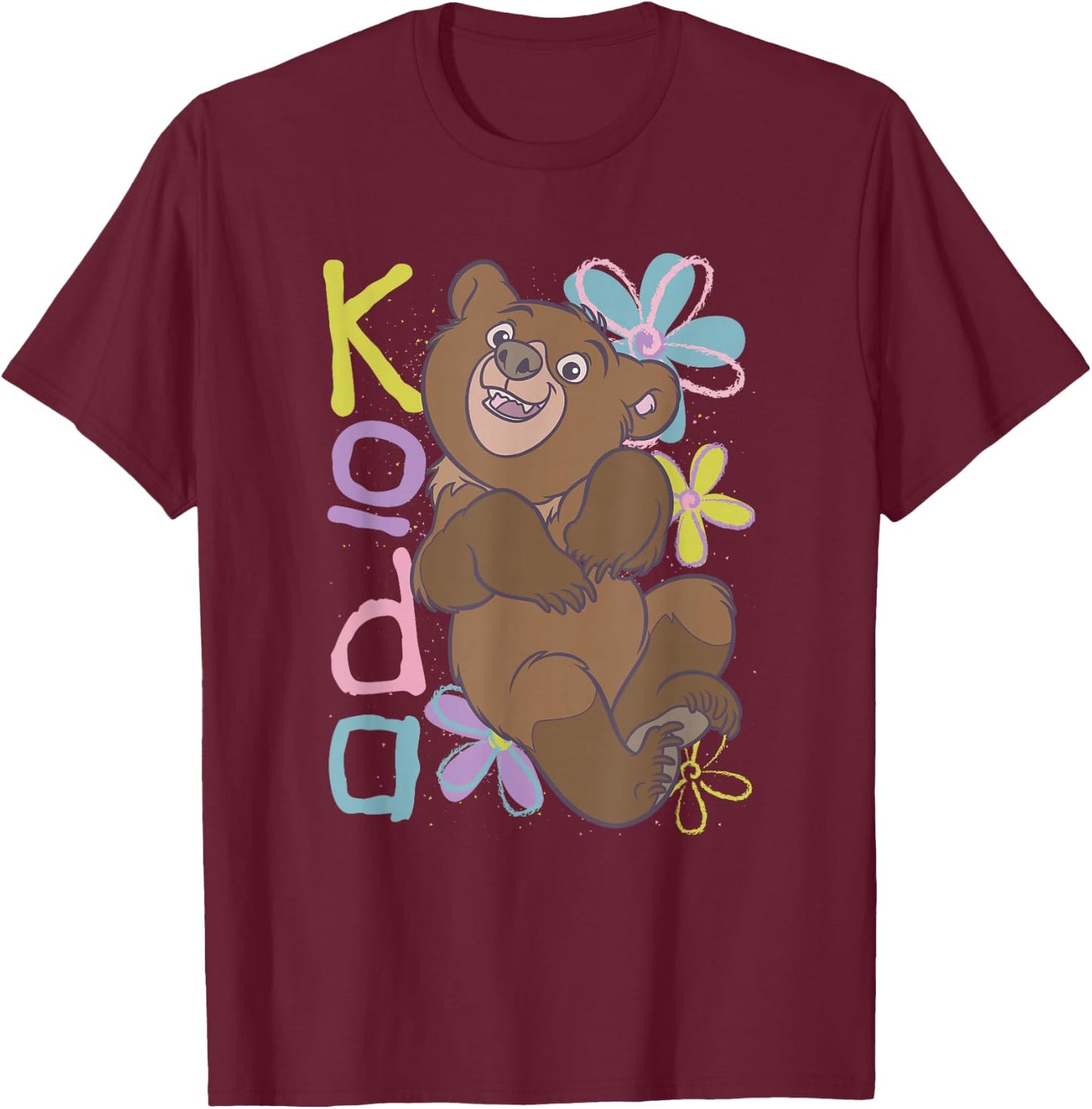 Disney Brother Bear Vintage Koda Wildflower Retro Poster T-Shirt - T-Shirt | Maroon