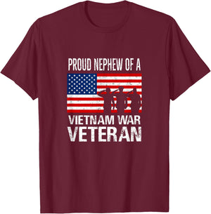 Proud Nephew Vietnam War Veteran Matching Uncle Vet T-Shirt - T-Shirt | Maroon