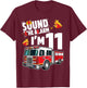 Fire Truck 11th Birthday Boy Firefighter 11 Year Old T-Shirt - T-Shirt | Maroon