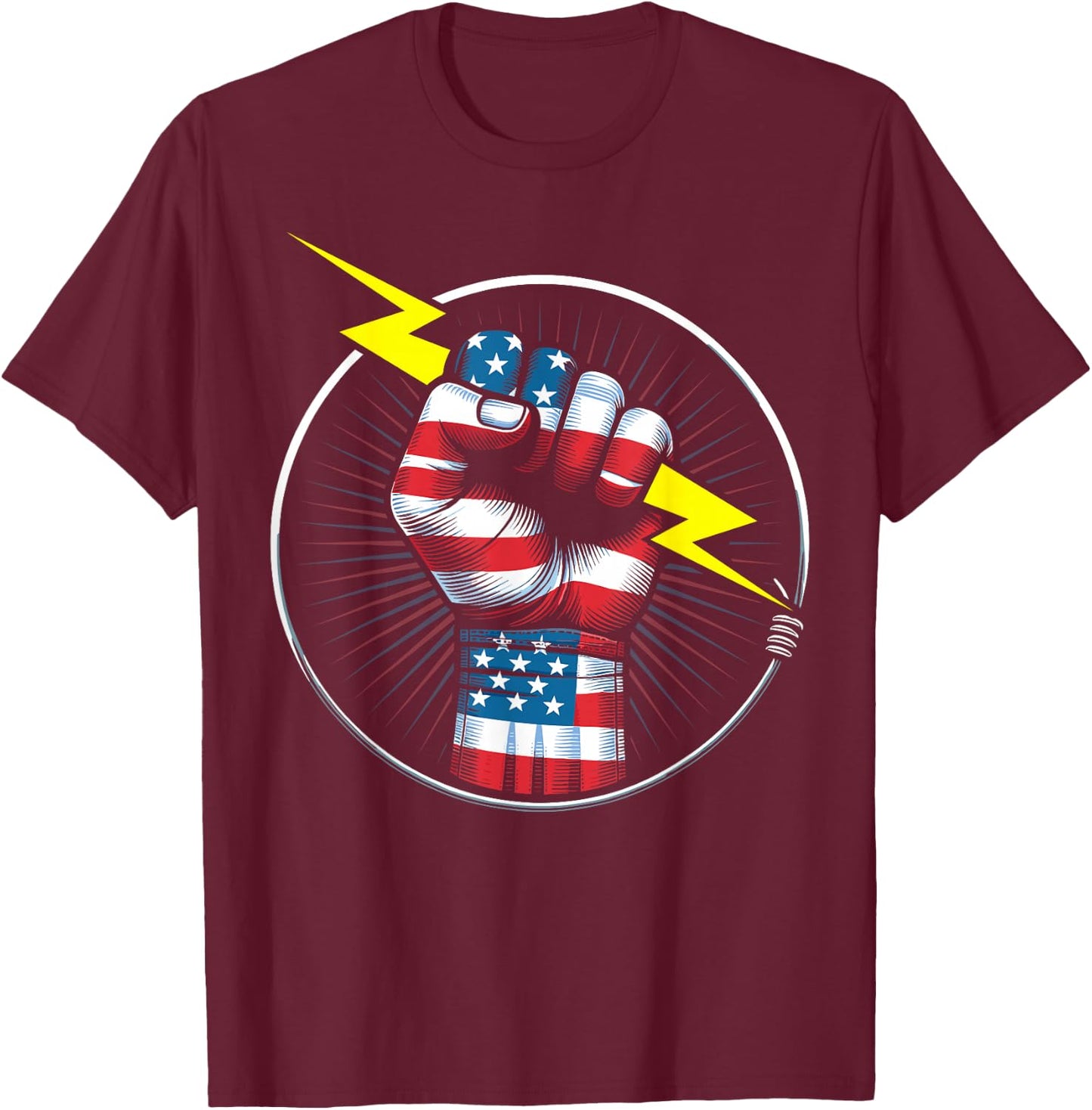 Electrician hero American flag electrical worker T-Shirt - T-Shirt | Maroon