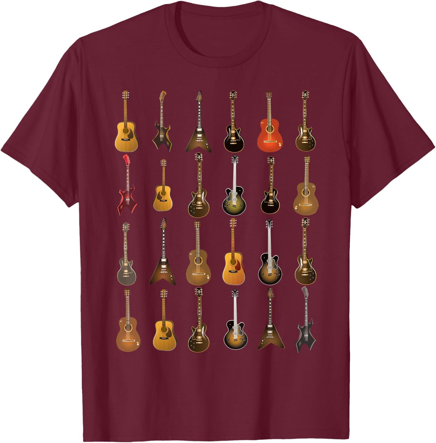 Funny Rock & Roll Guitars Cute Musical Instrument Gift Kids T-Shirt - T-Shirt | Maroon