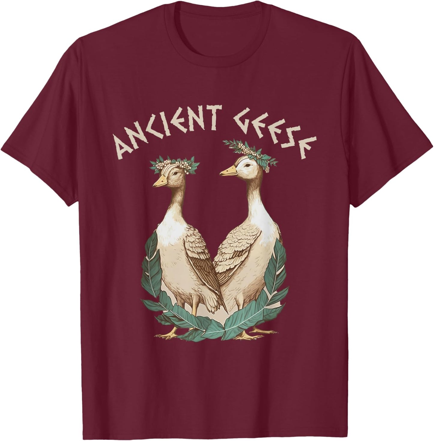 Ancient Greek Mythology Gods and Monsters | Ancient Geese Goose | Black T-Shirt - T-Shirt | Maroon
