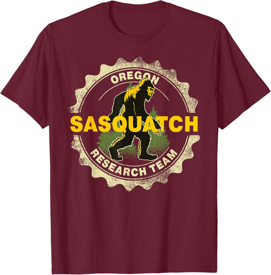 Oregon Sasquatch Research Team Bigfoot Believer Fan T-Shirt - T-Shirt | Maroon