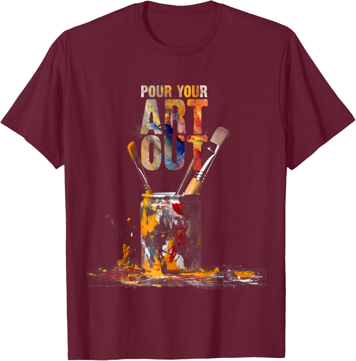 Vintage Cat Gift Store Artist Art Make Art Painter Teacher Artsy Gift T-Shirt - T-Shirt | Maroon