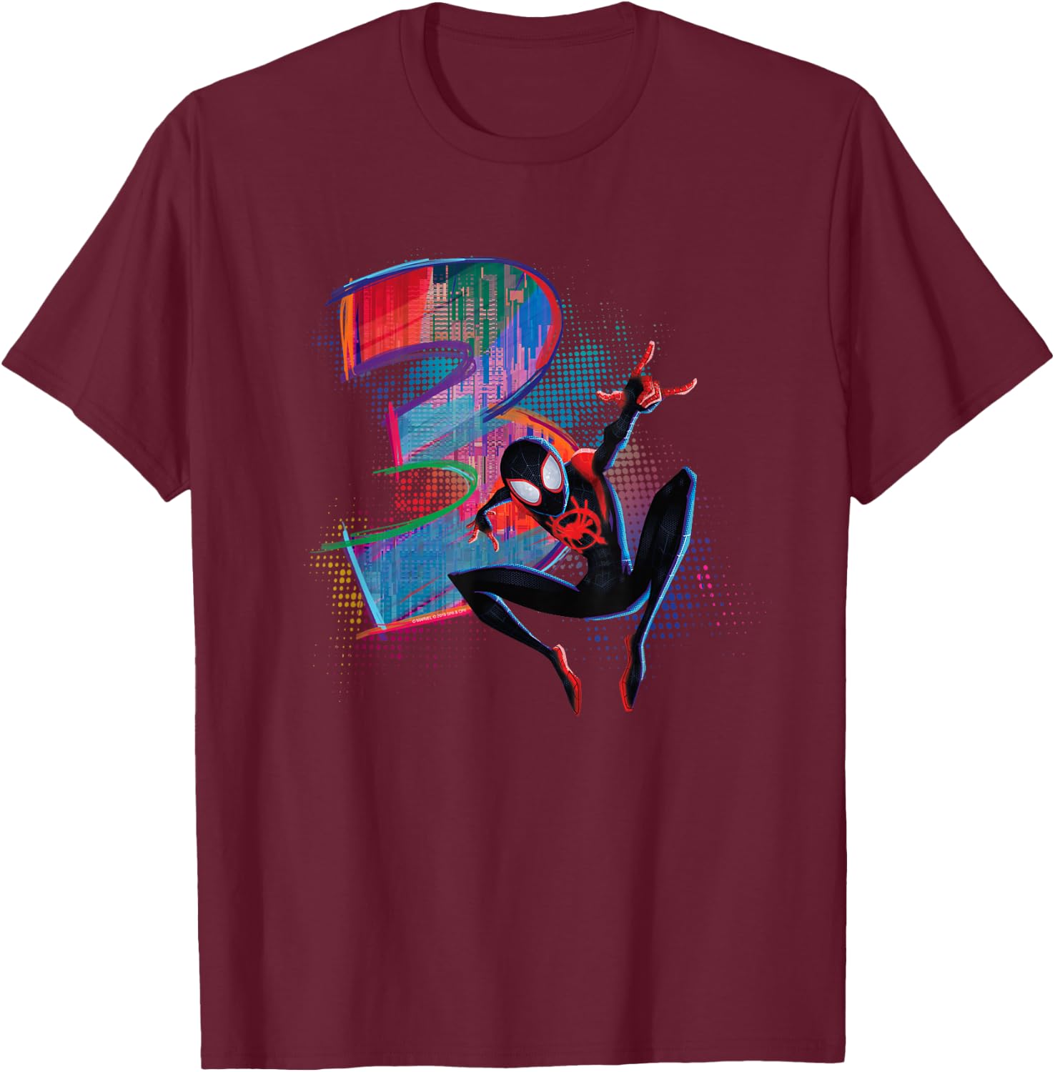 Marvel Spider-Man Miles Morales 3rd Birthday Graphic Small T-Shirt - T-Shirt | Maroon