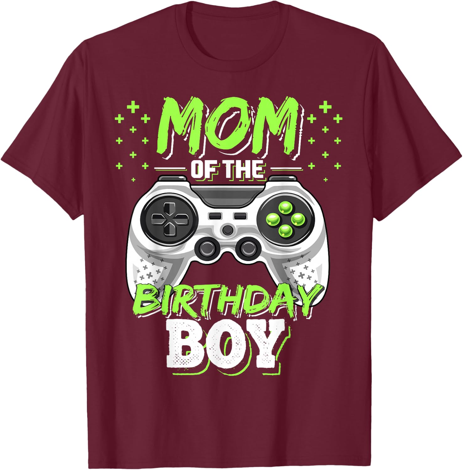 Mom of the Birthday Boy Matching Video Gamer Birthday Party T-Shirt - T-Shirt | Maroon