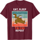 Retro Sloth Eat, Sleep Tai Chi Repeat Vintage Grunge Tai Chi T-Shirt - T-Shirt | Maroon