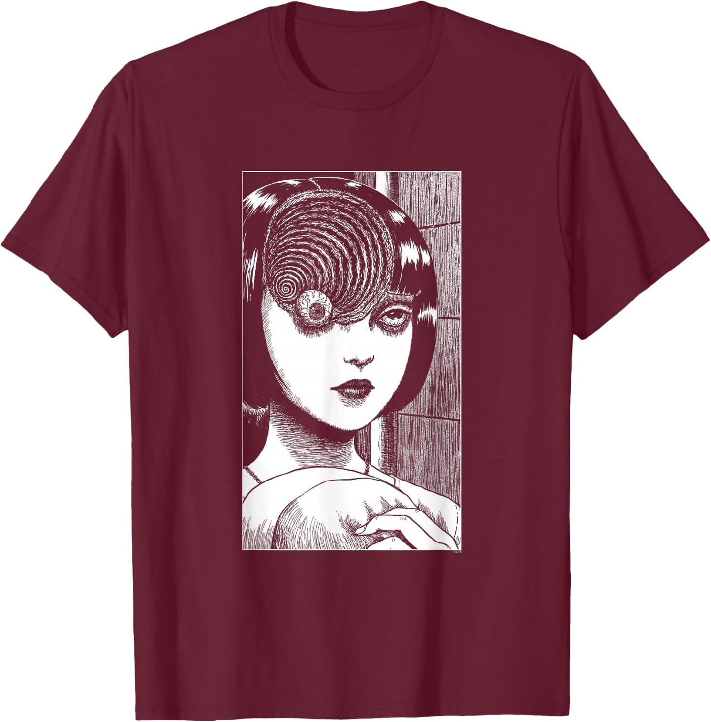 Uzumaki Scar Spiral Girl T-Shirt - T-Shirt | Maroon