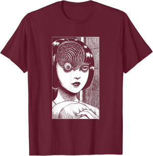 Uzumaki Scar Spiral Girl T-Shirt - T-Shirt | Maroon