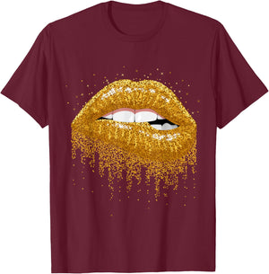 Sexy Women Girls Graphic Lips shirt, Women Printed Lips T-Shirt - T-Shirt | Maroon