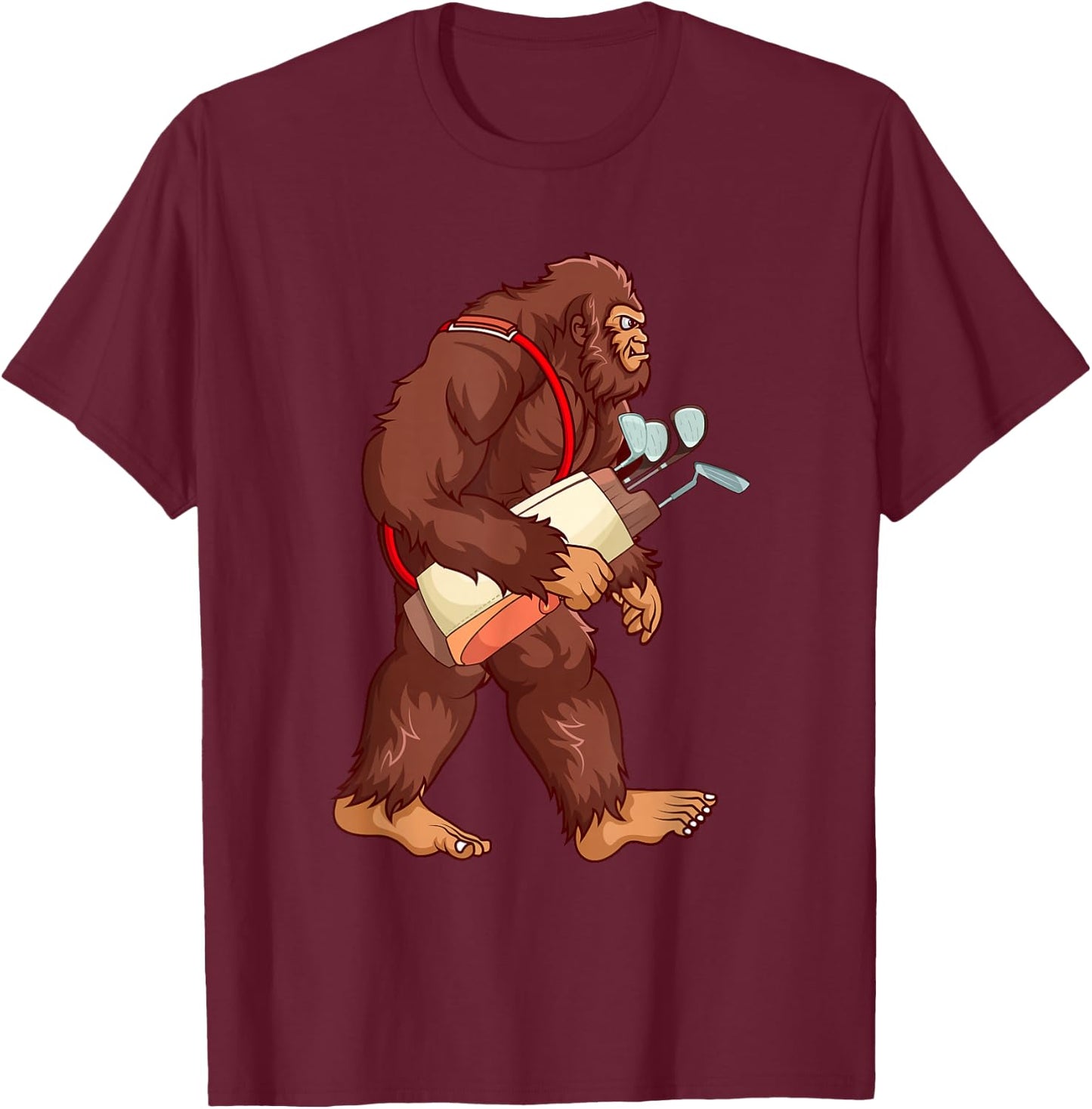 Funny Sasquatch Lover Golf Gift Bigfoot Golfer Golfing Gift T-Shirt - T-Shirt | Maroon