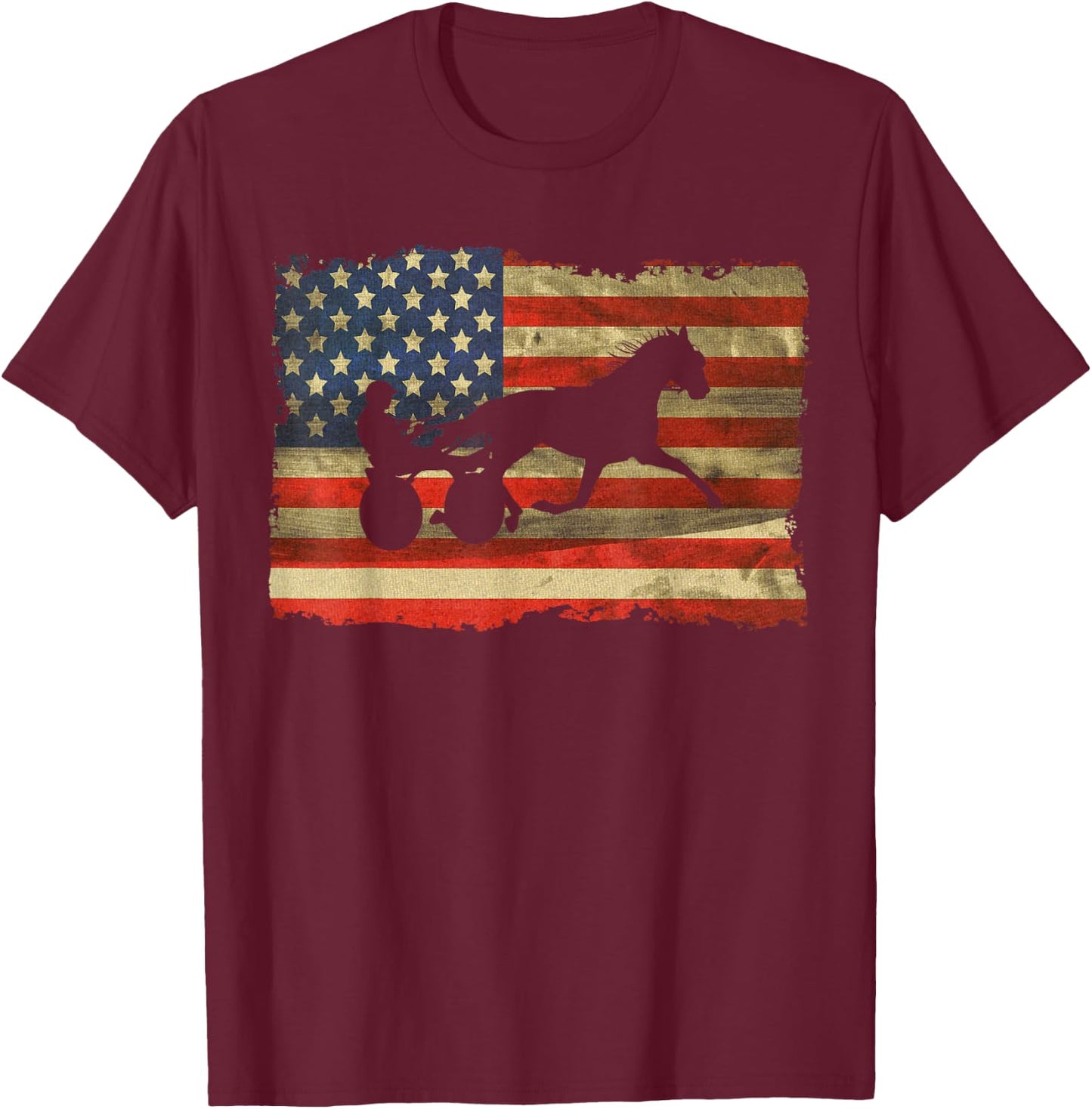 USA Harness Racing Love Equestrian Horse Racing I'd Rather Be at the Track Trotter T-Shirt - T-Shirt | Maroon