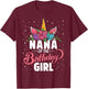 Nana Of The Birthday Girl Unicorn Girls Family Matching T-Shirt - T-Shirt | Maroon