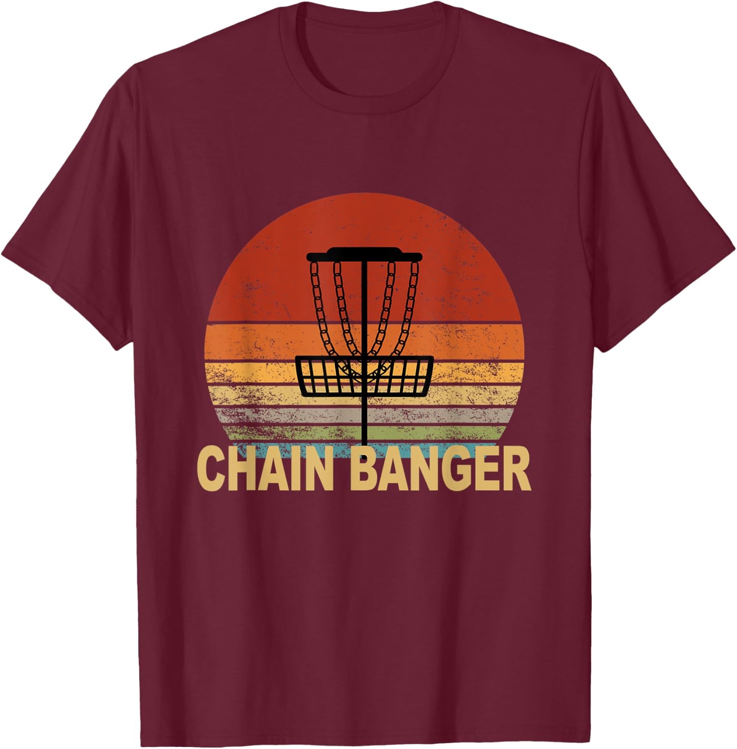 Vintage Disc Golf Dad Funny Chain Banger Basket T-Shirt - T-Shirt | Maroon