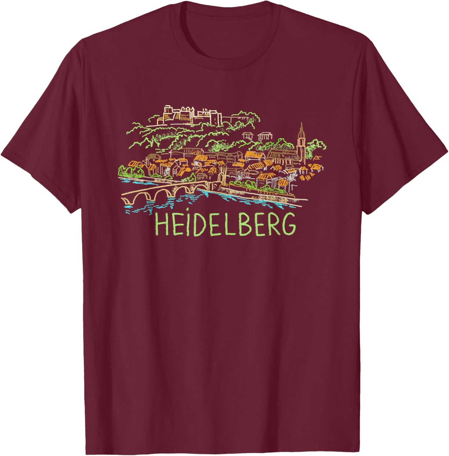 Heidelberg Germany Art Gift Men Women T-Shirt - T-Shirt | Maroon