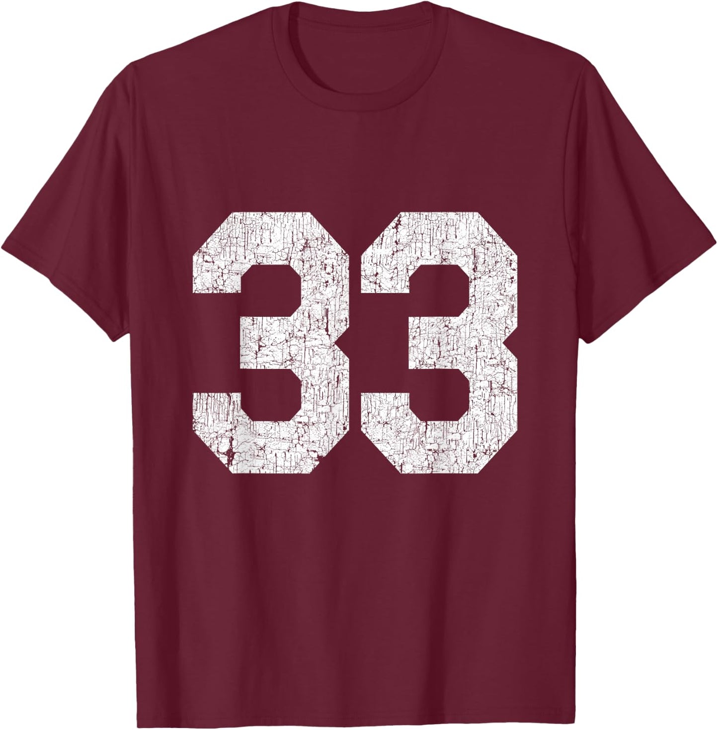 #33 Jersey Uniform Varsity Sports Number, 33rd Birthday T-Shirt - T-Shirt | Maroon