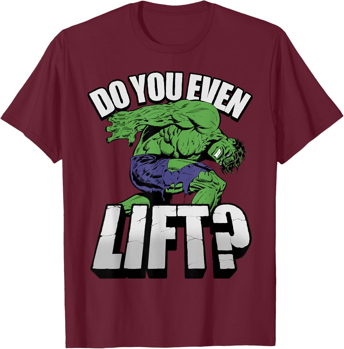 Marvel Hulk Do You Even Lift? Retro Portrait T-Shirt - T-Shirt | Maroon