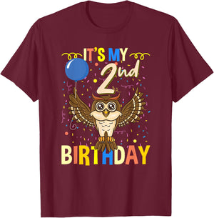 Its My 2nd Birthday Owl Bird T-Shirt - T-Shirt | Maroon