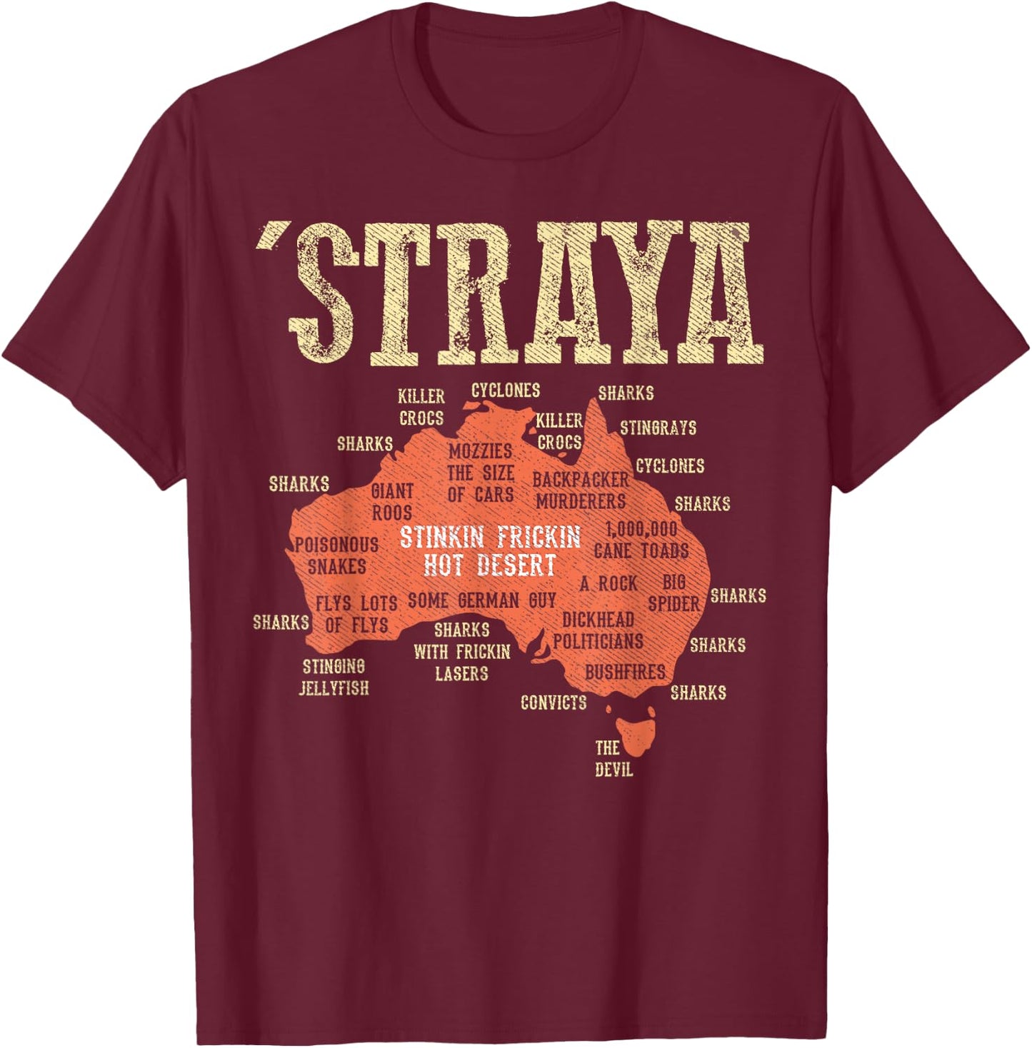 Australia Shirt - Aussie Day Straya Map G'day Mate Outback T-Shirt - T-Shirt | Maroon