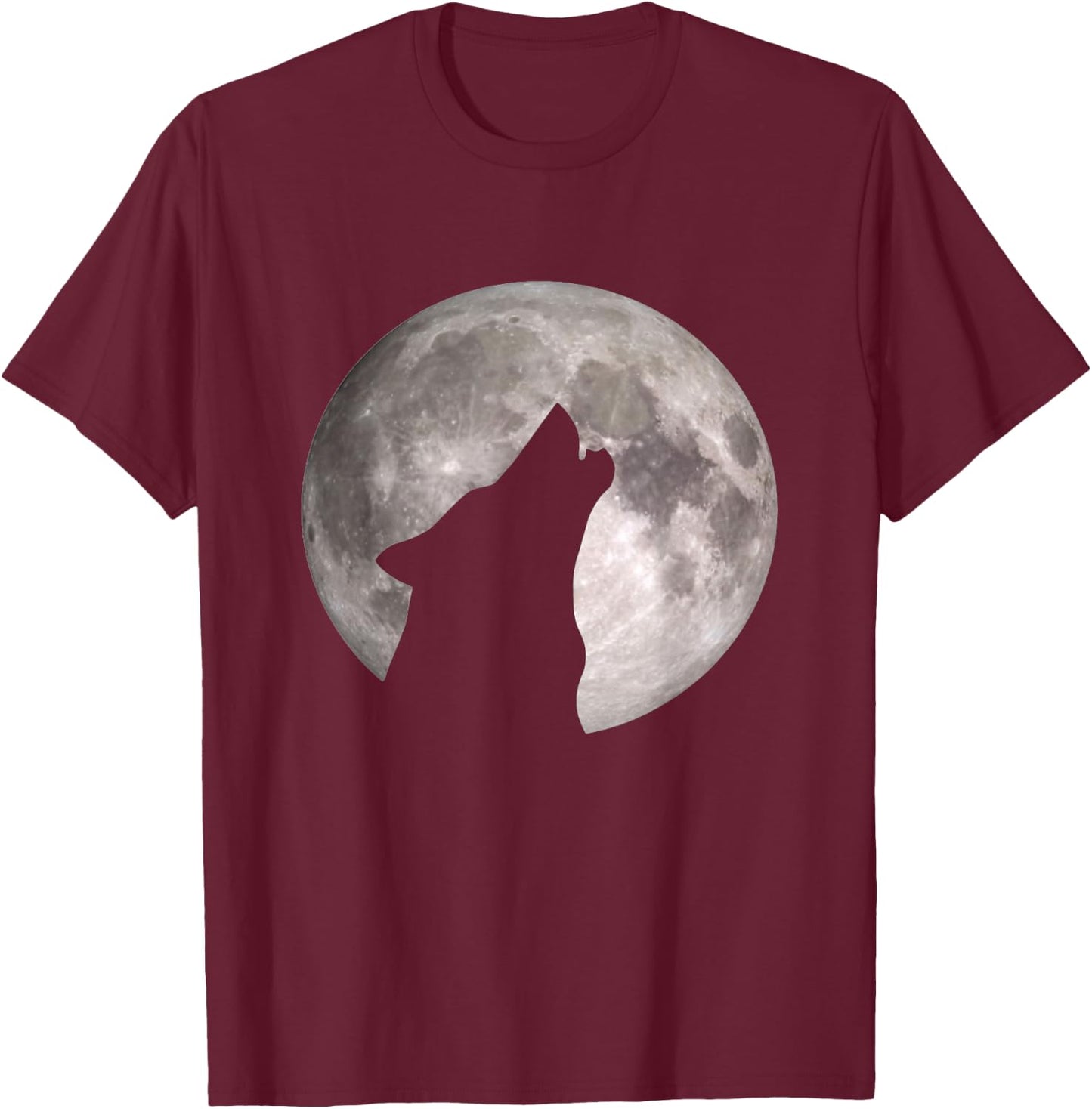 Wolf Howls At The Moon T-Shirt - T-Shirt | Maroon