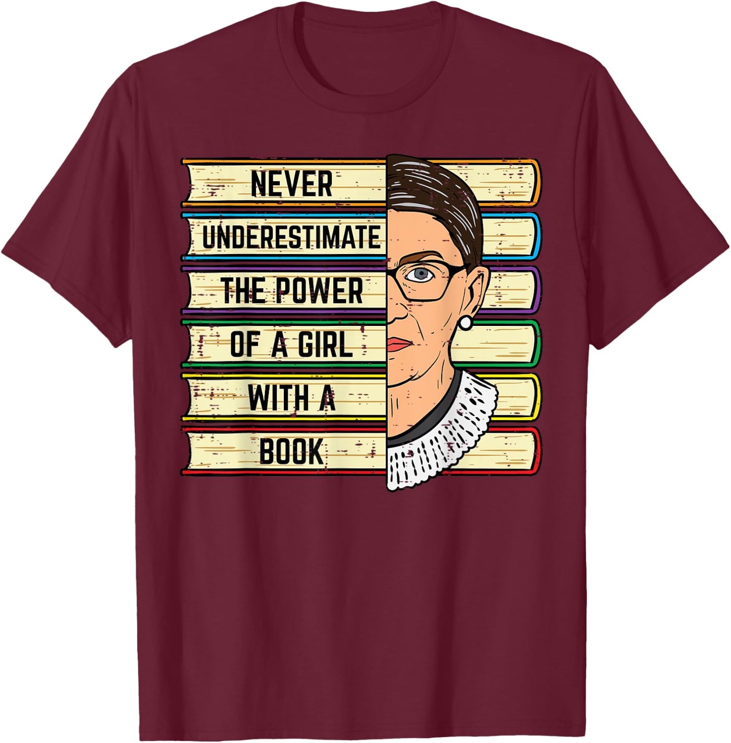 Never Underestimate Girl Read Book Reading Librarian Women T-Shirt - T-Shirt | Maroon