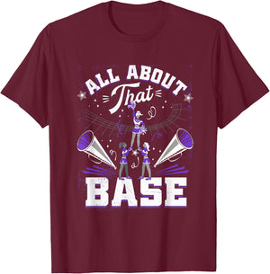 Funny Cheerleading All About That Base Cheer Leader Girls T-Shirt - T-Shirt | Maroon