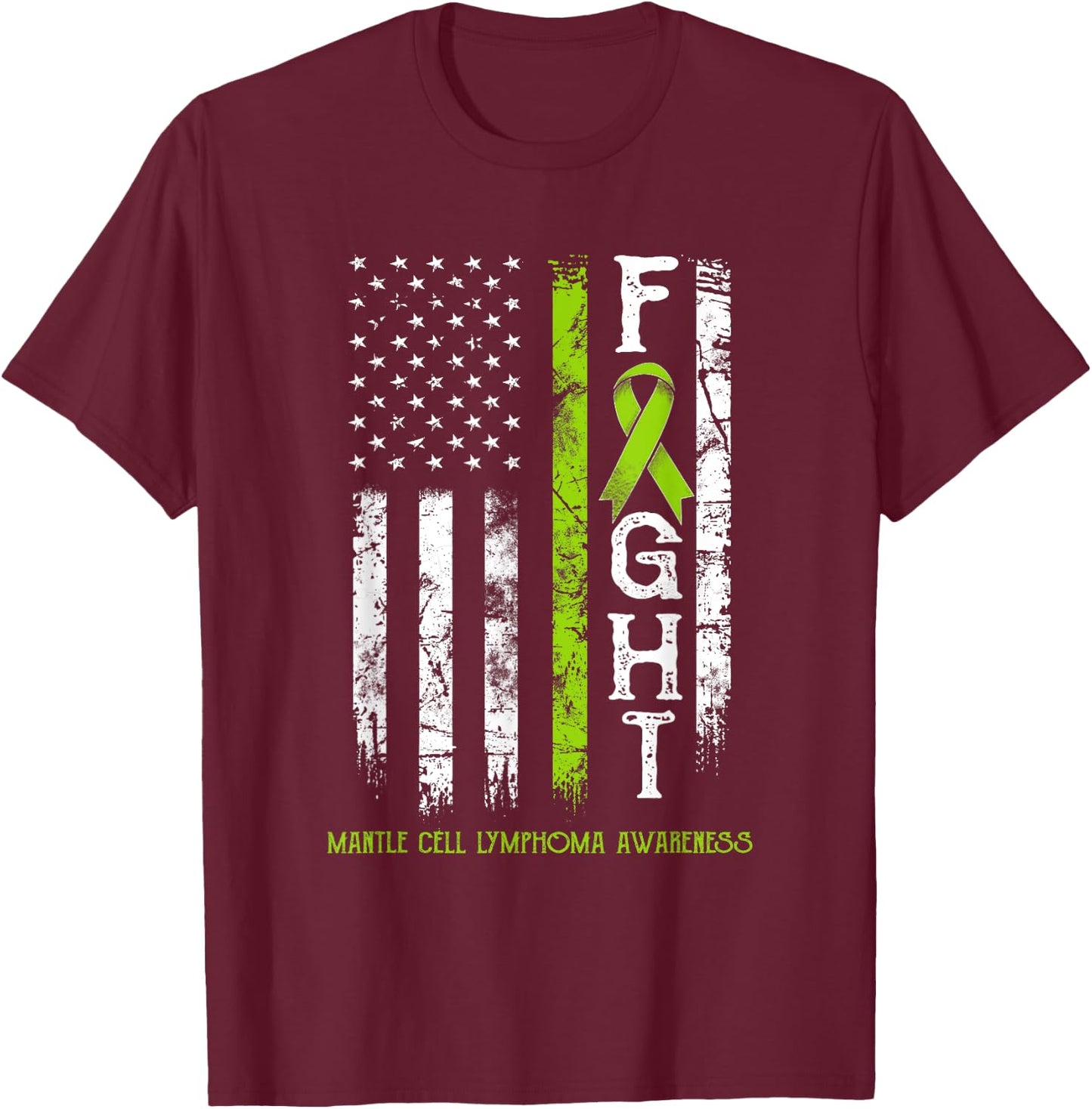 Mantle Cell Lymphoma Warrior US Flag T-Shirt - T-Shirt | Maroon