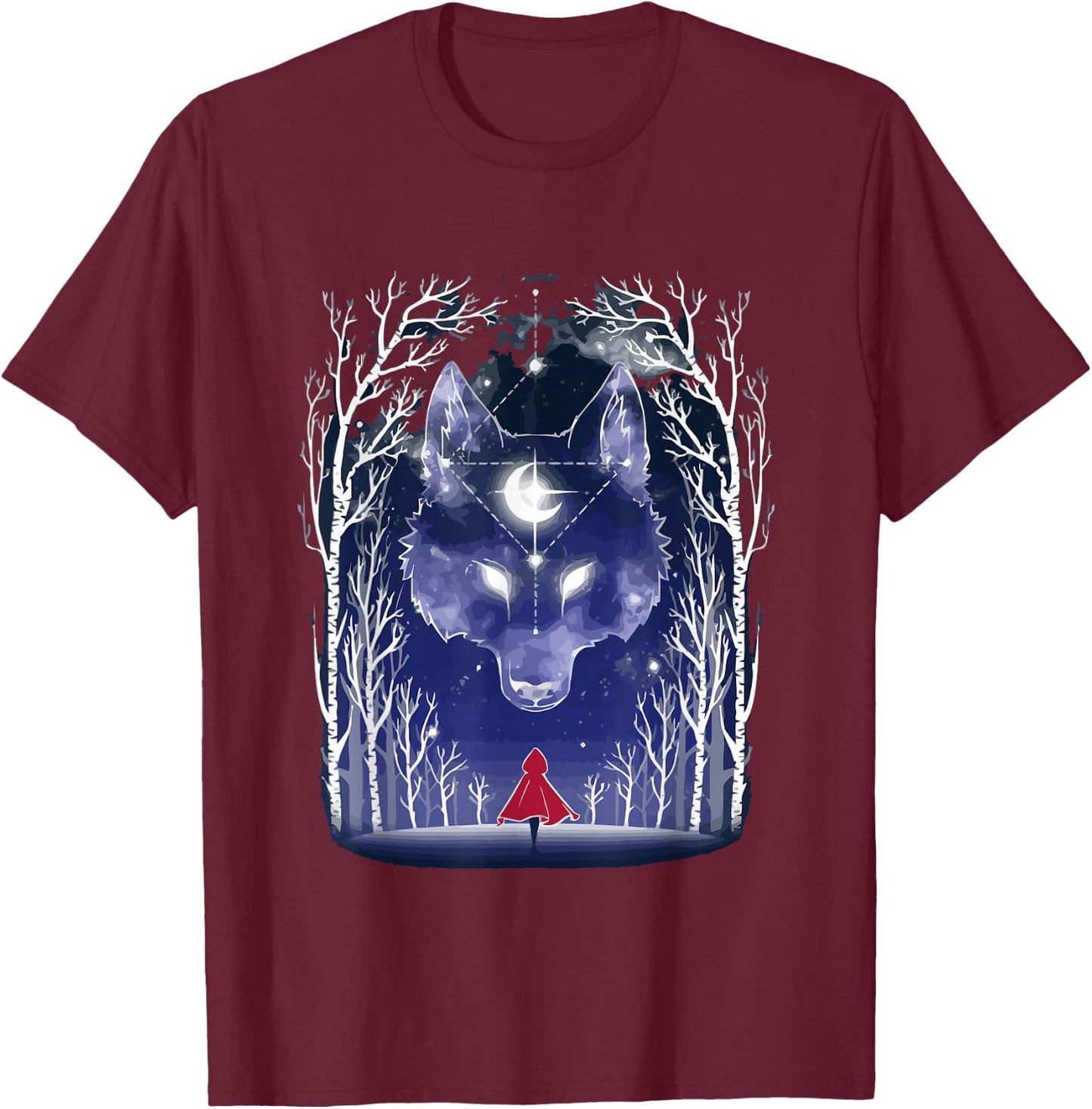 Vintage Fairytales Bad Wolf and Little Red Riding Hood T-Shirt - T-Shirt | Maroon