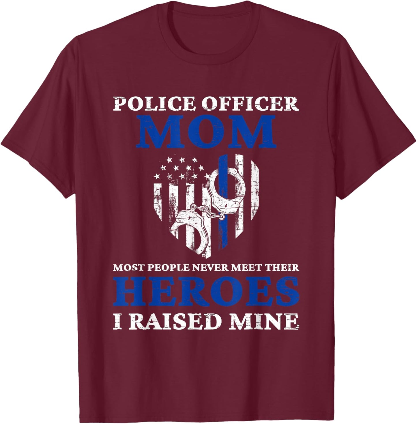 Police Officer Mom - Blue Line Police T-Shirt - T-Shirt | Maroon