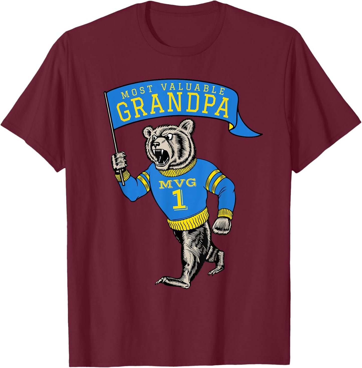 Funny Grandpa Most Valuable Number 1 Saying Grandfather T-Shirt - T-Shirt | Maroon