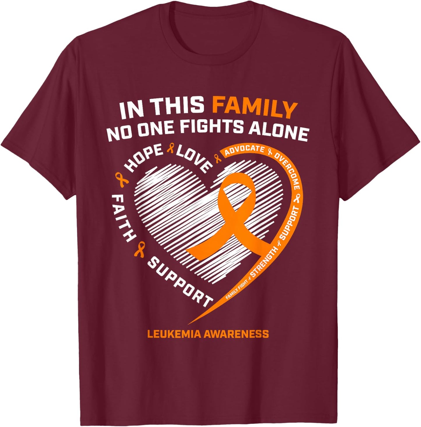 Family Fight Leukemia Awareness Products Gift Men Women Kids T-Shirt - T-Shirt | Maroon