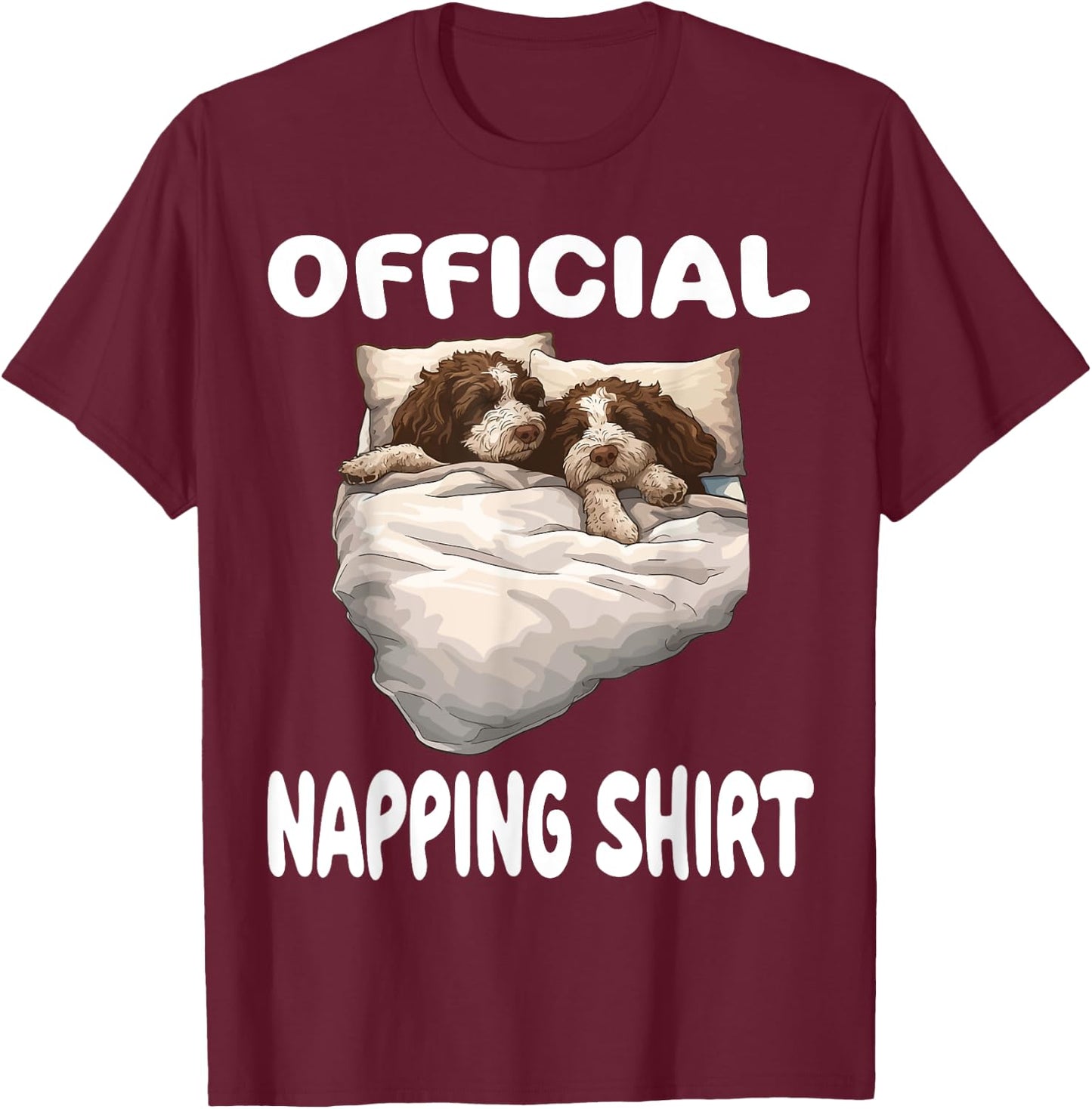 Lagotto Romagnolo Dog Official Napping shirt Pajamas Women Kids T-Shirt - T-Shirt | Maroon