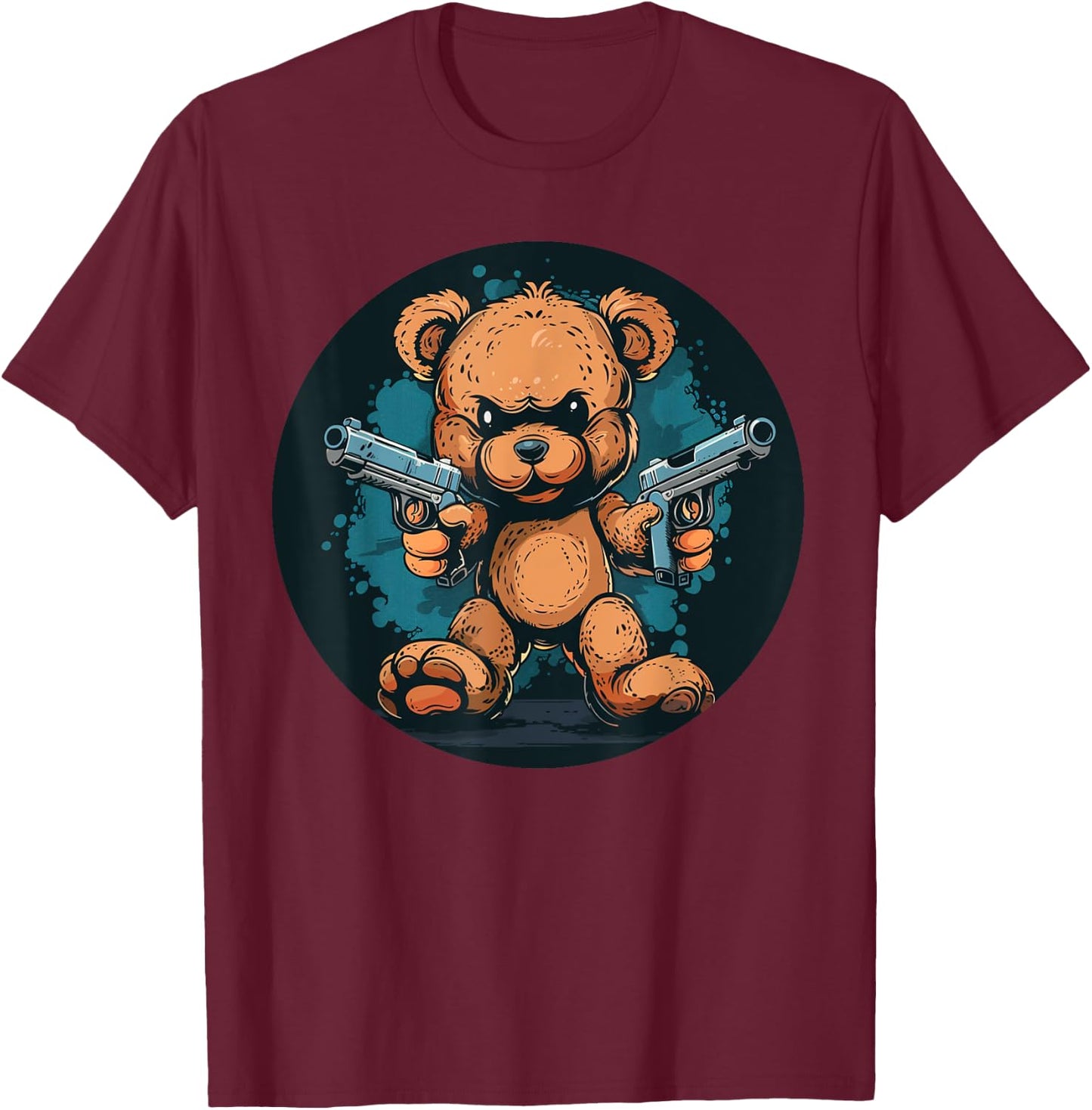 Funny akimbo Bear for Teddy and guns Lovers T-Shirt - T-Shirt | Maroon