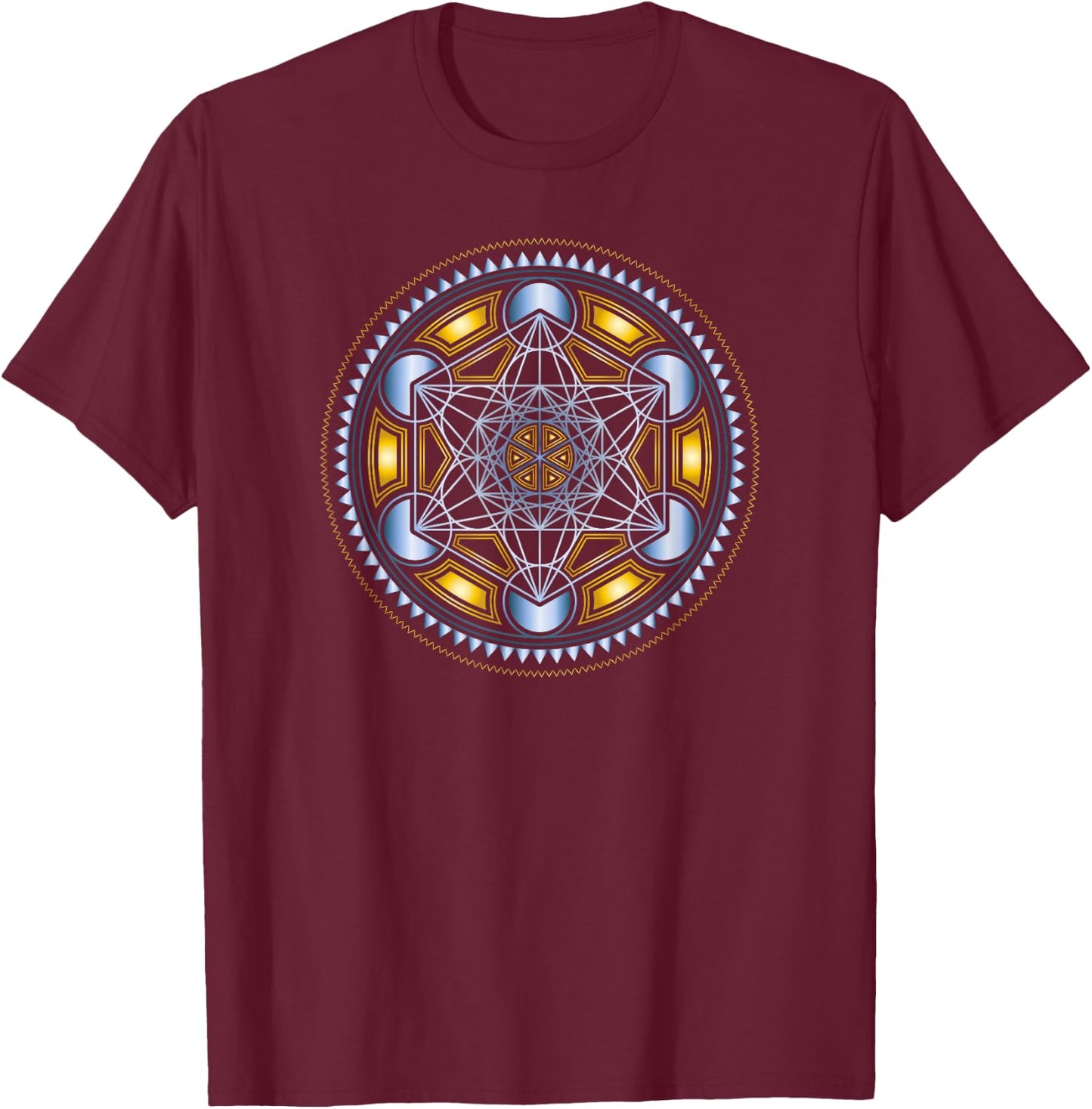 Metatronscube, Sacred Geometry, Yoga, Spiritual Symbol, 4D T-Shirt - T-Shirt | Maroon