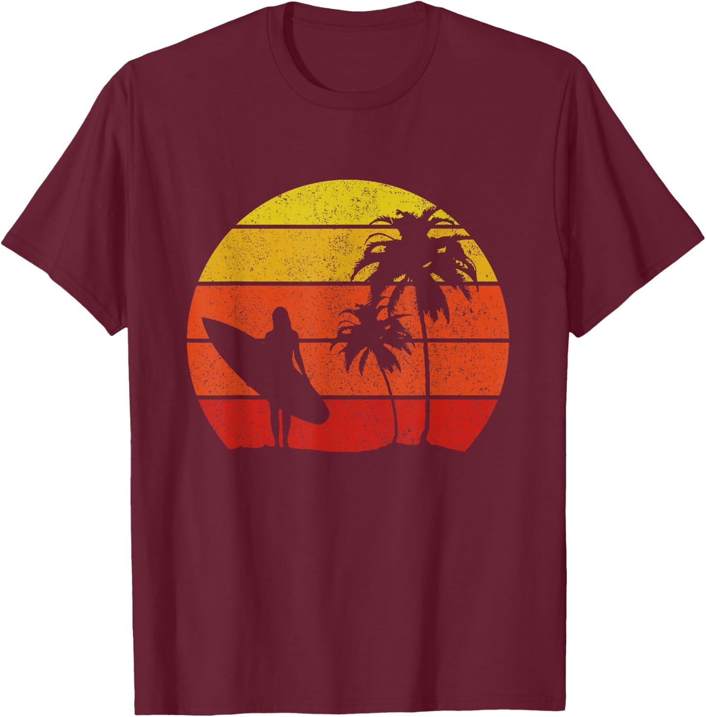 Surfer Vintage Surf Beach Surfing Surfing Surfing Gift T-Shirt - T-Shirt | Maroon