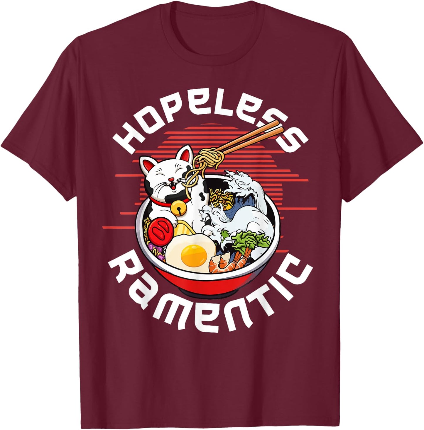 Cat Ramen Noodles Japanese Kawaii Funny Gifts , Women T-Shirt - T-Shirt | Maroon