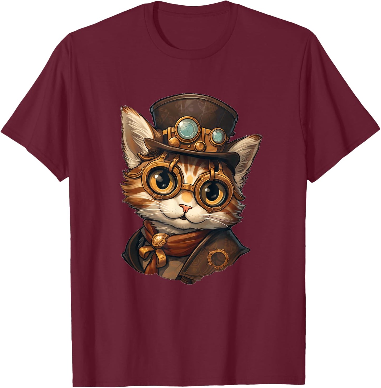 Steampunk Cat Women Men Kids Steampunk Kitten T-Shirt - T-Shirt | Maroon