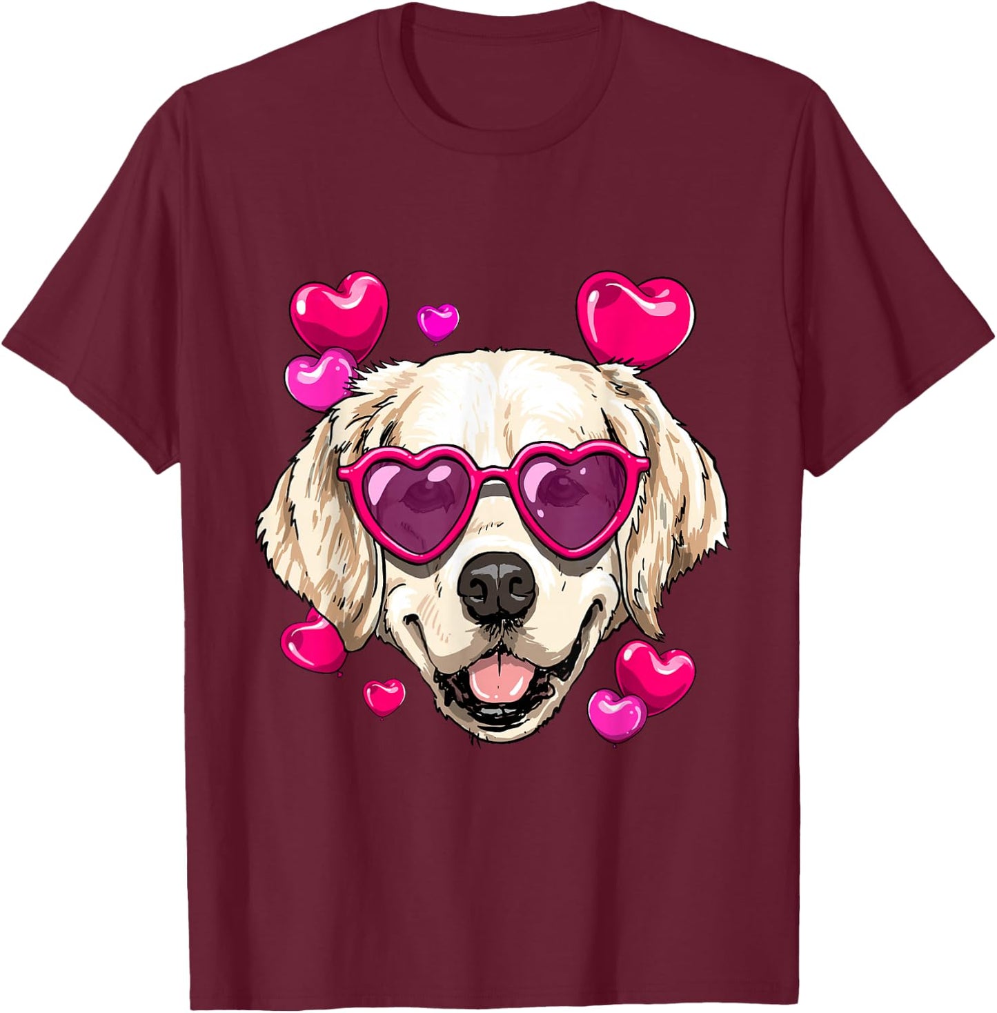 Golden Retriever Valentines Day Dog Golden Retriever Lovers T-Shirt - T-Shirt | Maroon