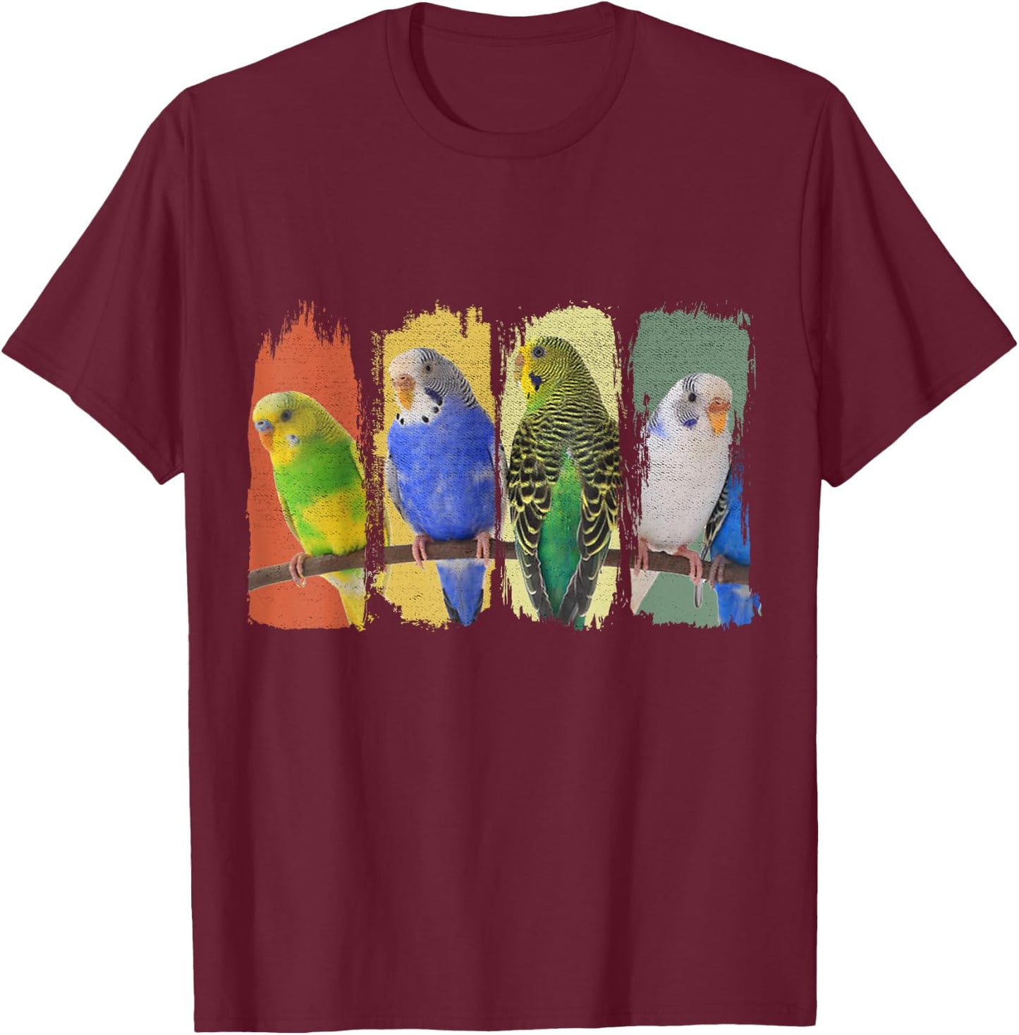 Budgie Bird Budgerigar Retro T-Shirt - T-Shirt | Maroon