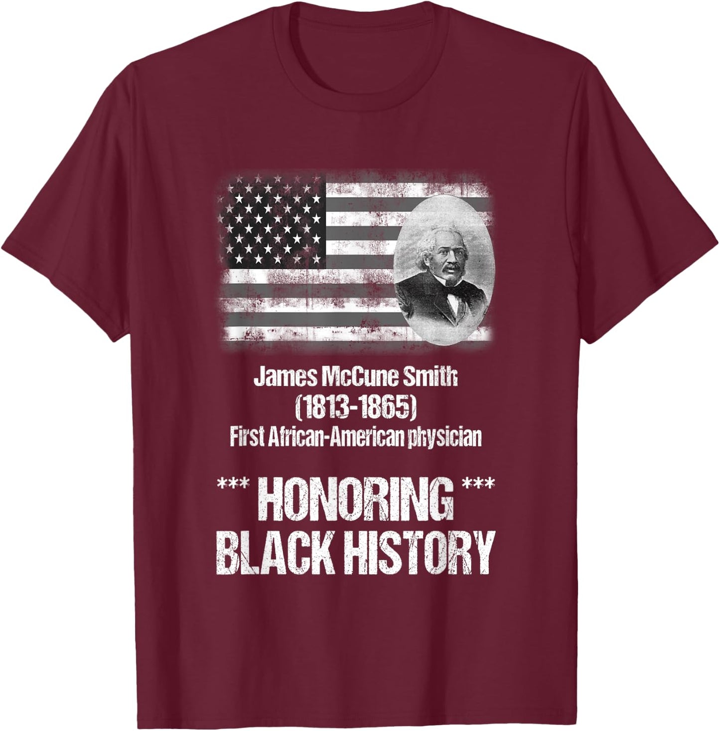 First African American Doctor James McCune Smith T-Shirt - T-Shirt | Maroon