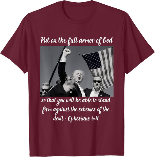 Donald Trump Fist Pump Flag 7 13 T-Shirt - T-Shirt | Maroon