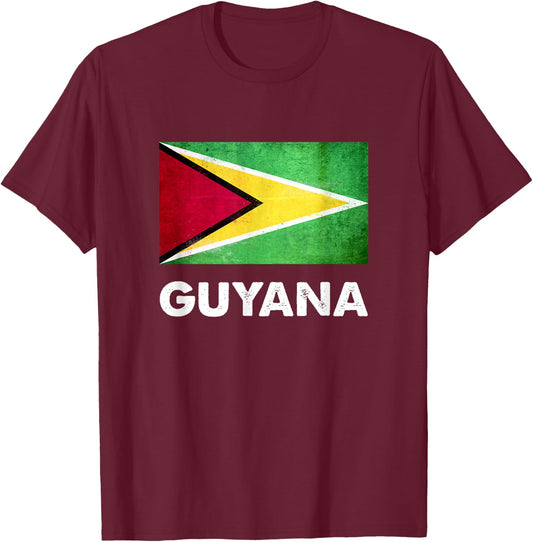 Guyana Flag Shirt | Guyanese T-Shirt - T-Shirt | Maroon