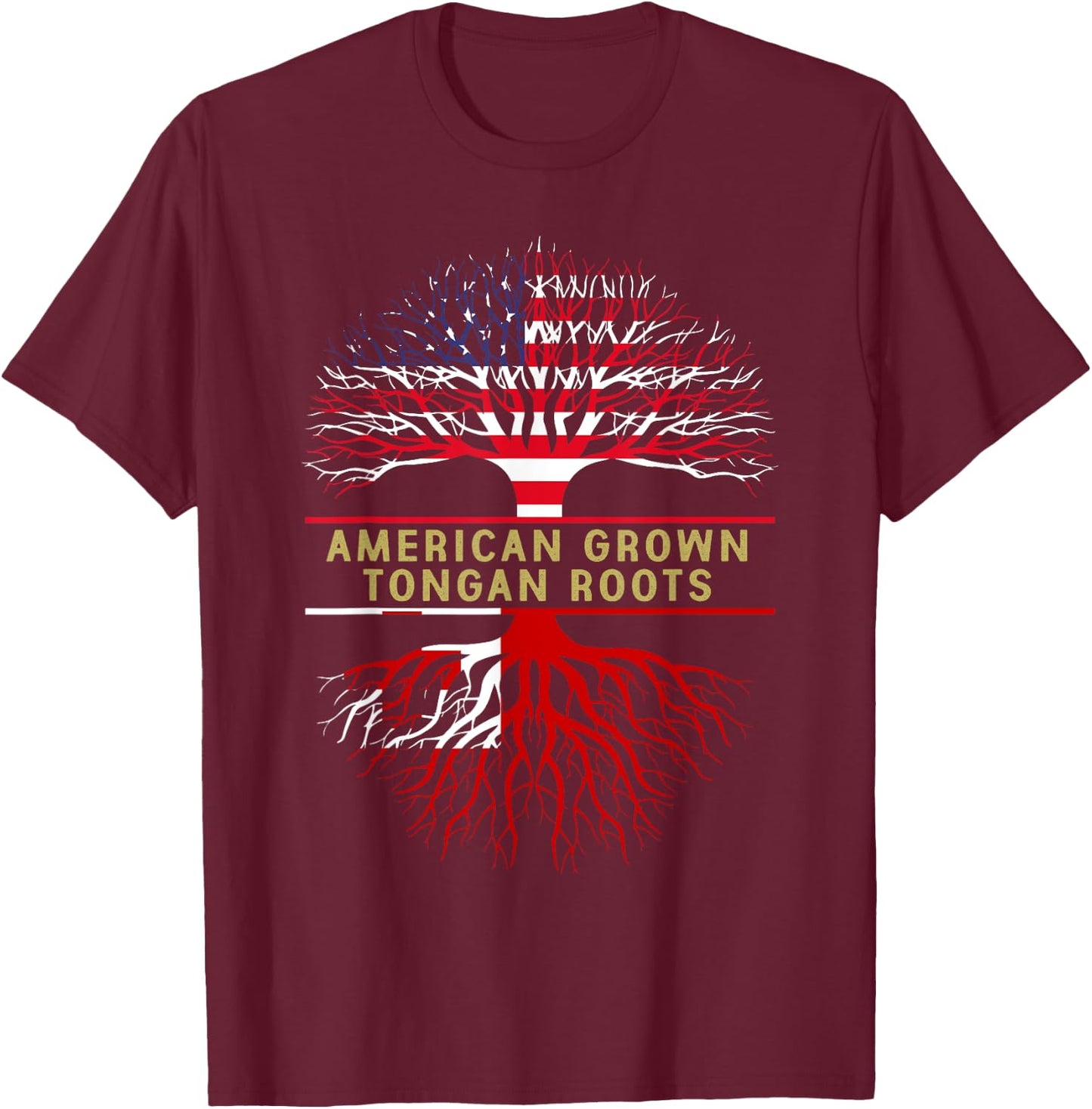 American Grown Tongan Roots America Tonga Tree Flag T-Shirt - T-Shirt | Maroon