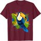 Tropical Nature Tree Leaves Toucan T-Shirt - T-Shirt | Maroon