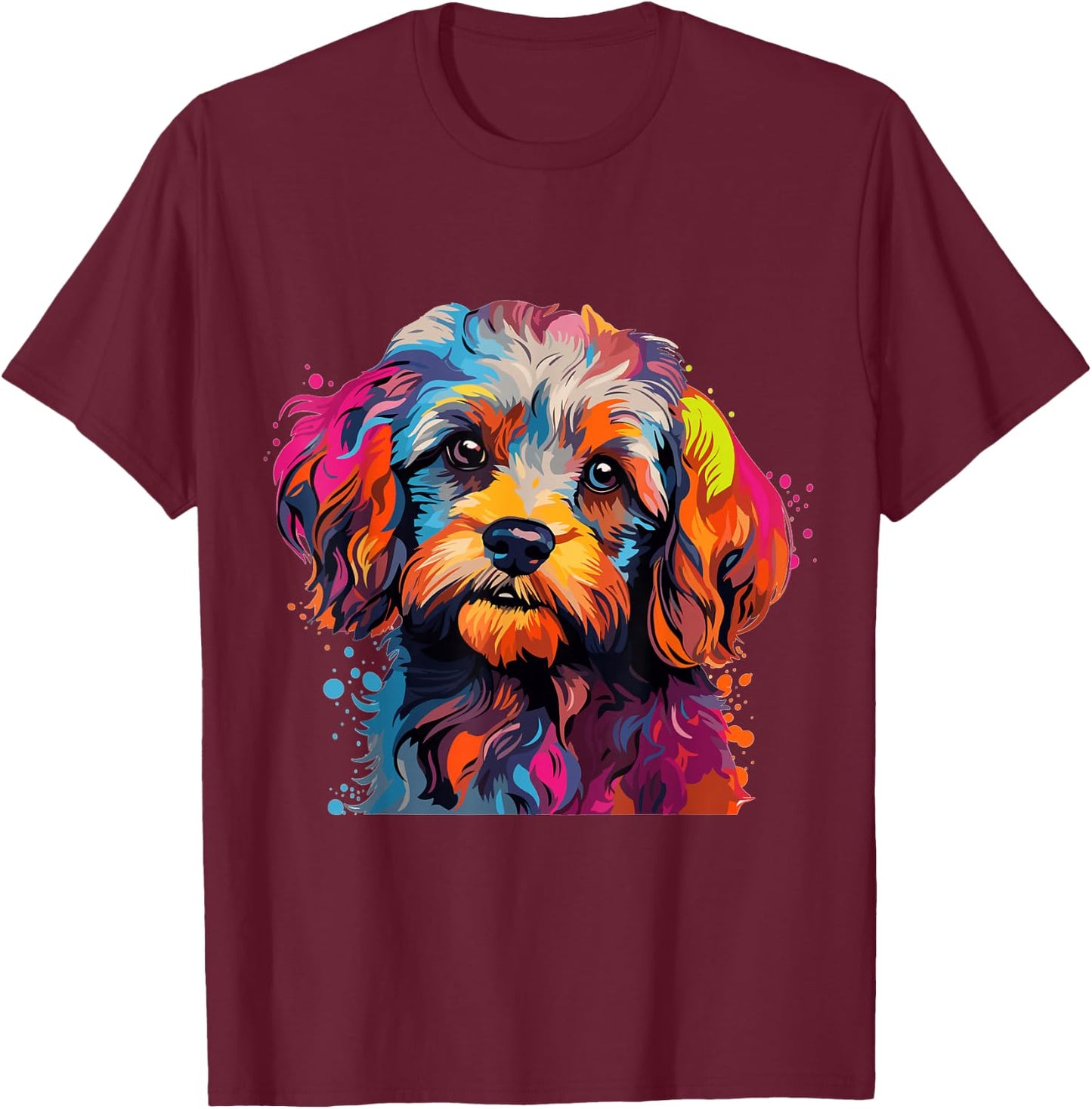Cavapoo Dog Breed Pet Cute Colorful Pop Art Graphic T-Shirt - T-Shirt | Maroon