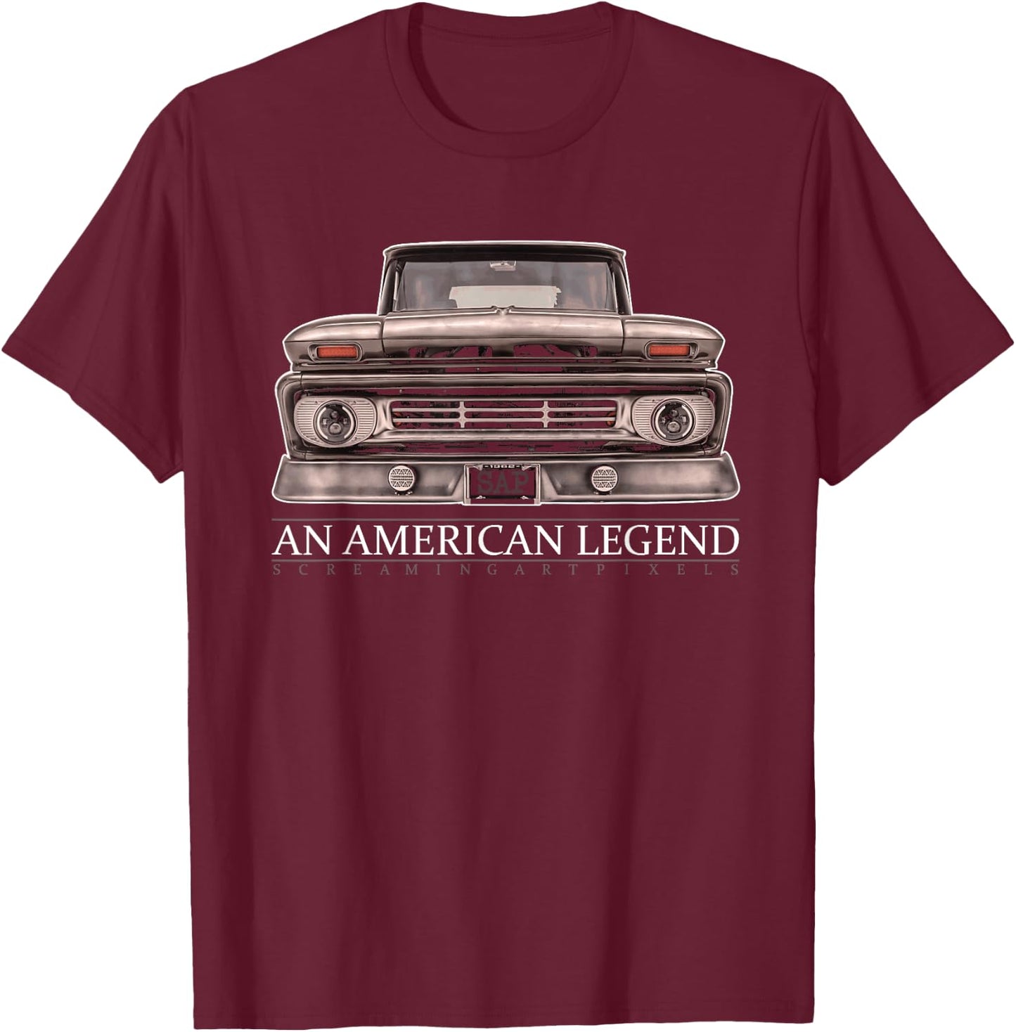 1962 Custom, C10 Truck, Classic C10 Truck Grille T-Shirt - T-Shirt | Maroon