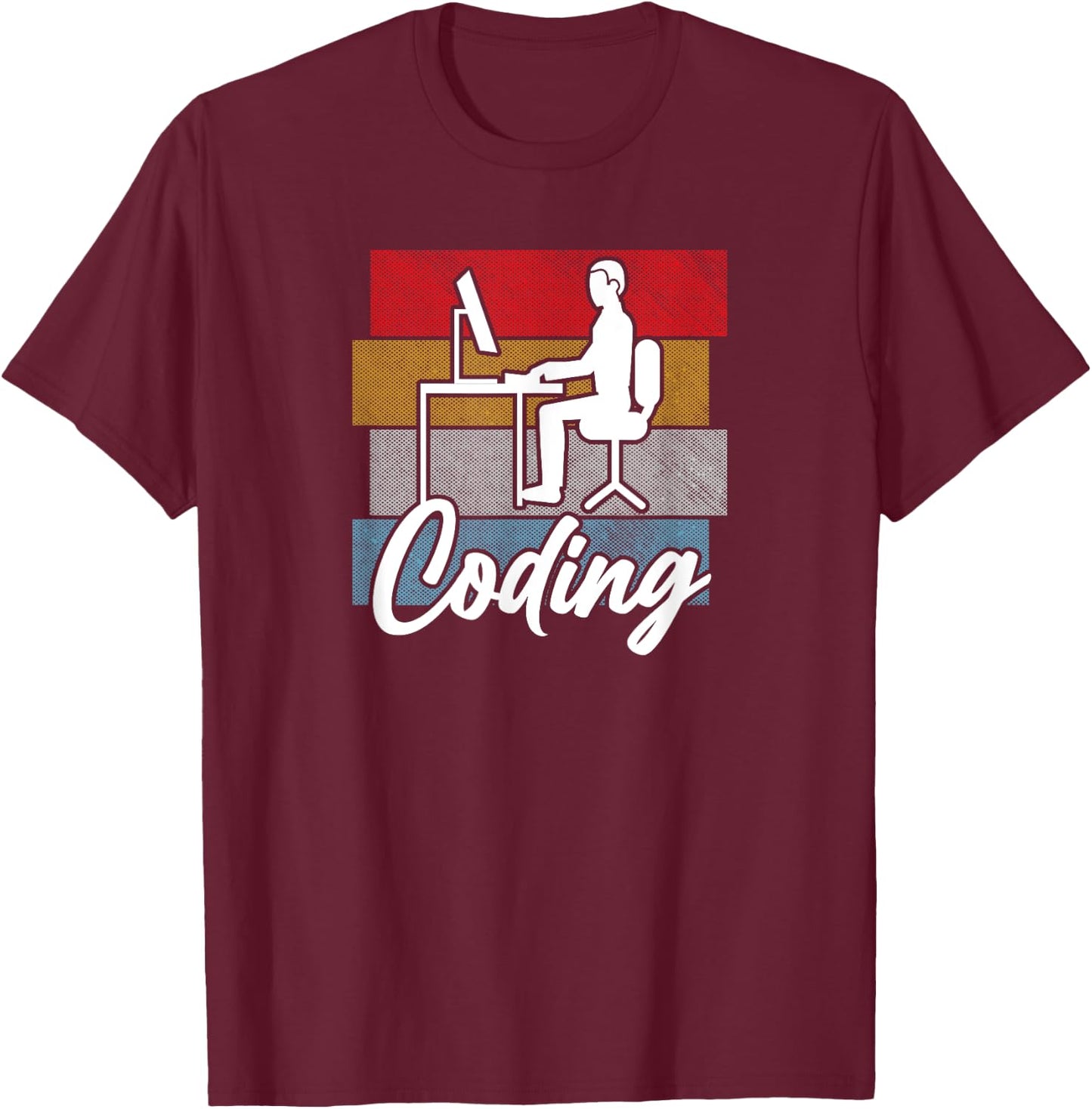 Coding Retro Vintage - Programmer Developer Computer Science T-Shirt - T-Shirt | Maroon