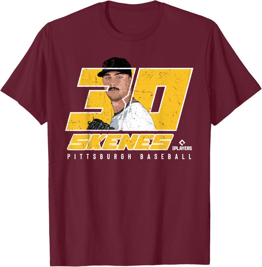 Silhouette Paul Skenes Pittsburgh MLBPA T-Shirt - T-Shirt | Maroon